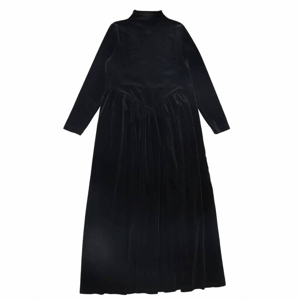 NEW BAMBOO girls basque waist velour maxi dress in black